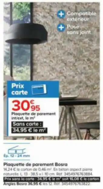 Castorama Plaquette de parement intext, le m² offre