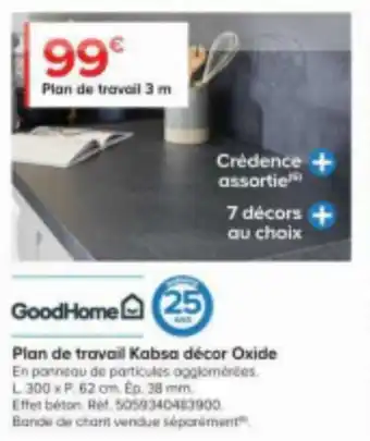 GoodHome 25 Plan de travail Kabsa décor Oxide