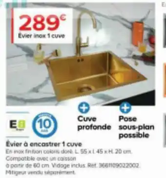 Castorama Évier à encastrer 1 cuve offre