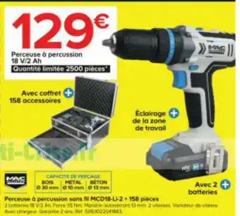 Castorama Perceuse à percussion sans fil MCD18-Li-2 + 158 pièces offre