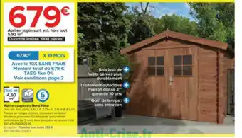 Castorama Abri en sapin surf. ext. hors tout 5,92 m² offre
