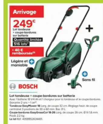 Castorama Lot tondeuse + coupe-bordures sur batterie offre