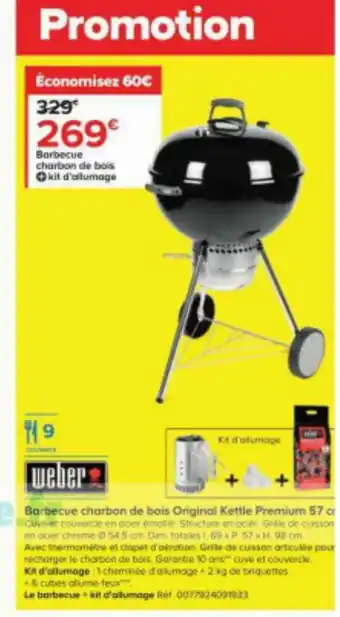 Castorama Barbecue charbon de bois Original Kettle Premium 57 offre