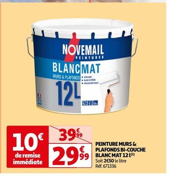 Peinture murs & plafonds bi-couche blanc mat 12 l