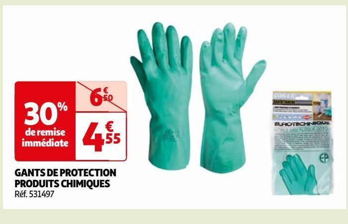 Auchan Gants de protection produits chimiques offre