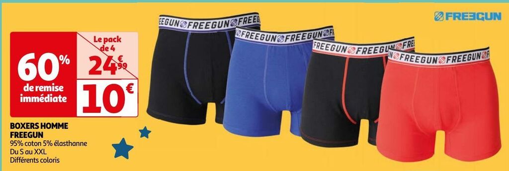 Promo Boxers homme freegun chez Auchan