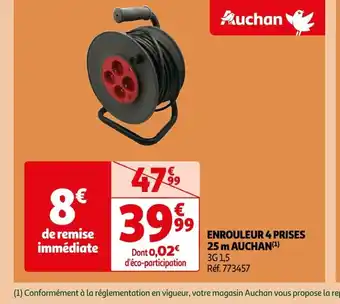 ENROULEUR 4 PRISES 25 m AUCHAN (¹)