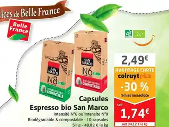 Colruyt Capsules Espresso Bio San Marco offre