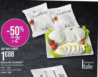 Géant Casino Mozzarella Fiordilatte(c) 16% mg au lait pasteurisé de Vache - 150g offre