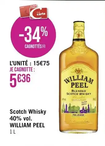 Géant Casino Scotch Whisky 40% vol. WILLIAM PEEL offre
