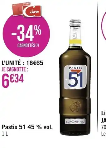 Géant Casino Pastis 51 45 % vol. offre