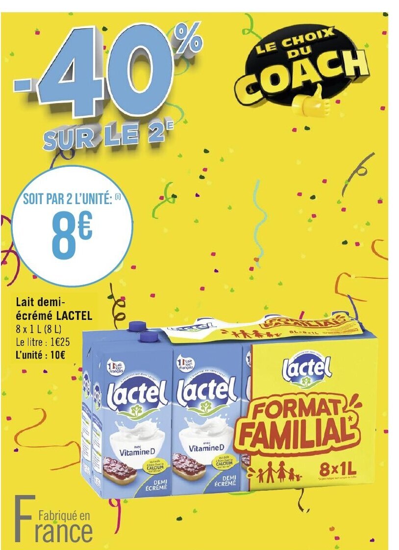 Géant Casino Lait demi-écrémé LACTEL offre
