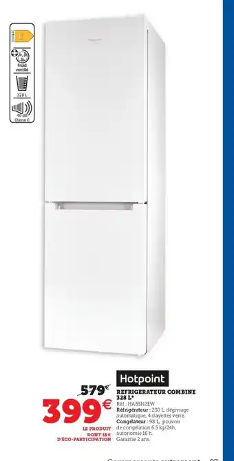 Hyper U Refrigerateur Combine 328 L* offre