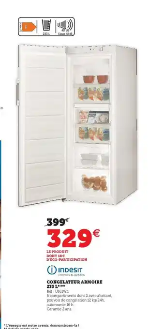 Hyper U Congelateur Armoire 233 L offre