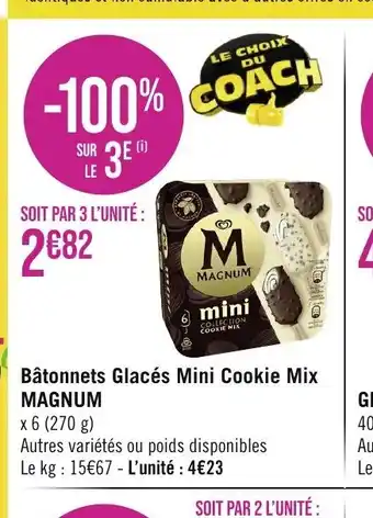 Géant Casino Bâtonnets Glacés Mini Cookie Mix MAGNUM offre
