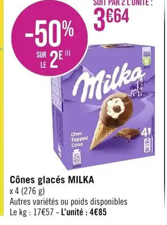 Géant Casino Cônes glacés MILKA offre