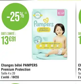 Géant Casino Changes bébé PAMPERS Premium Protection Taille 4 x 39 offre
