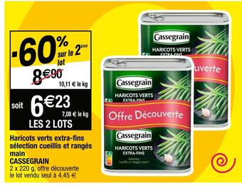 Cassegrain haricots verts extra-fins sélection cueillis et rangés main