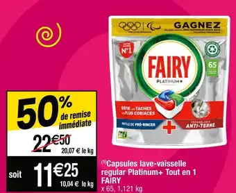 Fairy (1)capsules lave-vaisselle regular platinum+ tout en 1