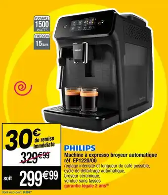 Cora x Carrefour Philips machine à expresso broyeur automatique réf. ep1220/00 offre