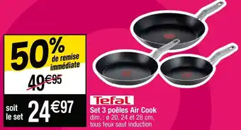 Cora x Carrefour Tefal set 3 poêles air cook offre