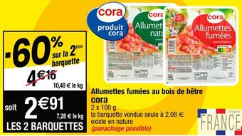 Cora x Carrefour Cora allumettes fumées au bois de hêtre offre
