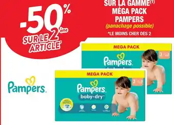 Pampers -50% sur le 2ème article sur la gamme méga pack pampers
