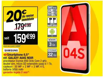 Cora x Carrefour Samsung smartphone 6,5 offre