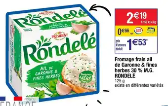 Cora x Carrefour Rondelé fromage frais ail de garonne & fines herbes 30 % m.g. offre