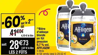 Cora x Carrefour Affligem bière d'abbaye blonde en fût pression 6,7 % vol. offre