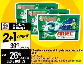 Cora x Carrefour Ariel (1)lessive capsules all in pods détergent active offre