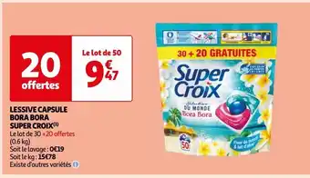 Auchan Lessive capsule bora bora super croix offre