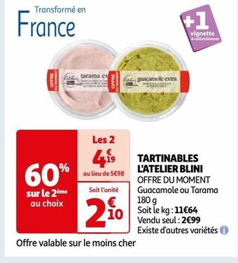 Auchan Tartinables l'atelier blini offre