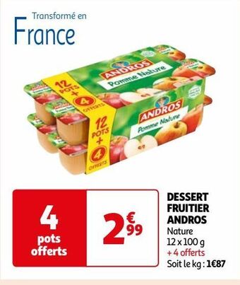 Auchan Dessert fruitier andros offre