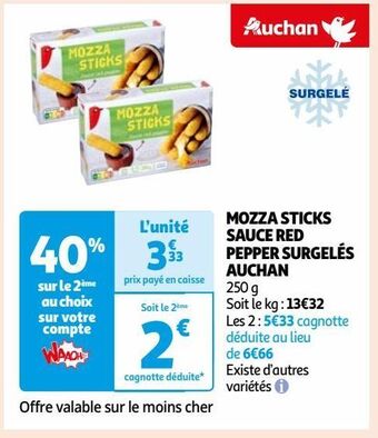 Auchan Mozza sticks sauce red pepper surgelés auchan offre
