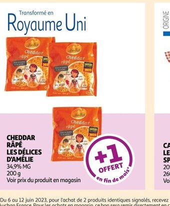 Auchan CHEDDAR RÂPÉ LES DÉLICES D'AMÉLIE offre