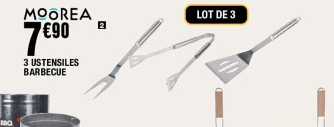 La Foir'Fouille 3 USTENSILES BARBECUE offre