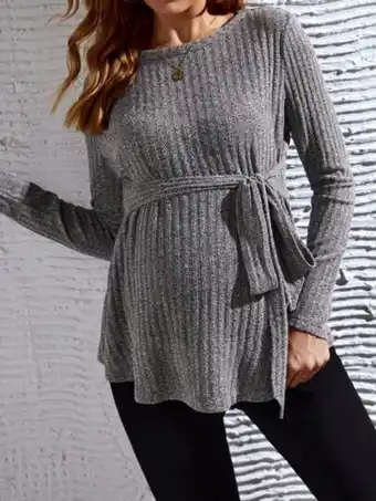 Shein t-shirt de grossesse côtelé à nœud