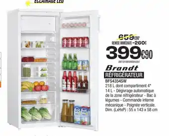 Blanc Brun Brandt RÉFRIGÉRATEUR BFS4354SW offre