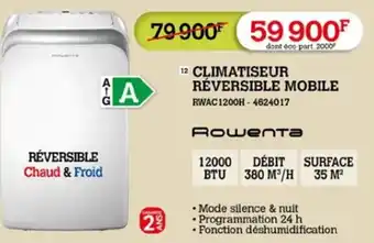 Darty Rowenta CLIMATISEUR RÉVERSIBLE MOBILE offre