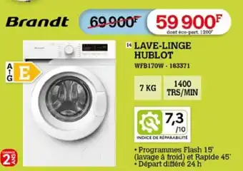 Darty Brandt LAVE-LINGE HUBLOT WFB170W - 183371 offre