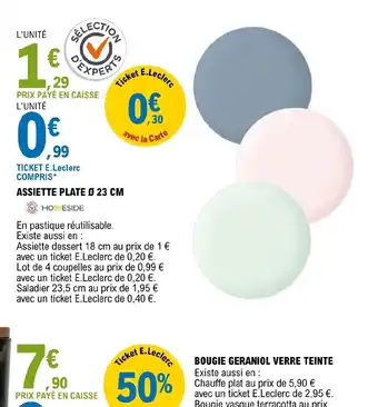 E.Leclerc ASSIETTE PLATE Ø 23 CM offre