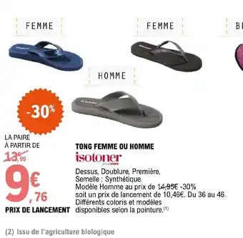 E.Leclerc TONG FEMME OU HOMME offre