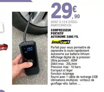 E.Leclerc COMPRESSEUR PORTATIF AUTONOME SANS FIL offre