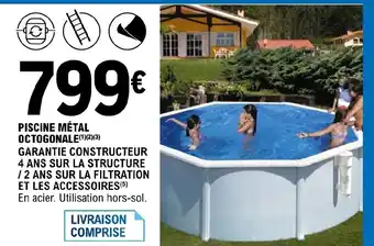 E.Leclerc PISCINE MÉTAL OCTOGONALE(1)(2)(3) GARANTIE CONSTRUCTEUR 4 ANS SUR LA STRUCTURE offre
