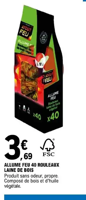 ALLUME FEU 40 ROULEAUX LAINE DE BOIS