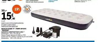 MATELAS FLOQUÉ 1P + POMPE OFFERTE "WOODSUN"