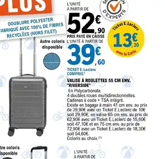 E.Leclerc VALISE À ROULETTES 55 CM ENV. "RIVERSIDE" offre