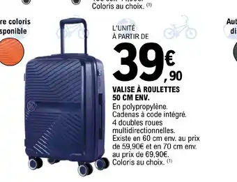 E.Leclerc VALISE À ROULETTES 50 CM ENV. offre