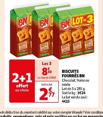 Auchan Bn biscuits fourrés offre